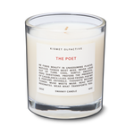 Candle with a label on a white background